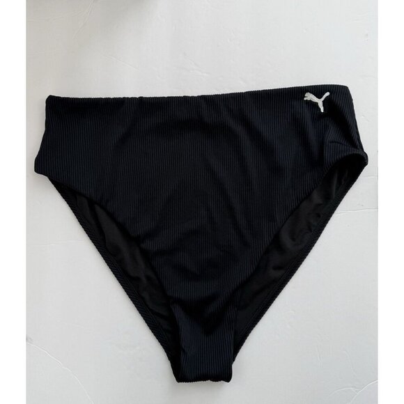 Puma Black High Waisted Ribbed Bikini Bottom Women's Plus Size XXL Beach Resort - Picture 4 of 7